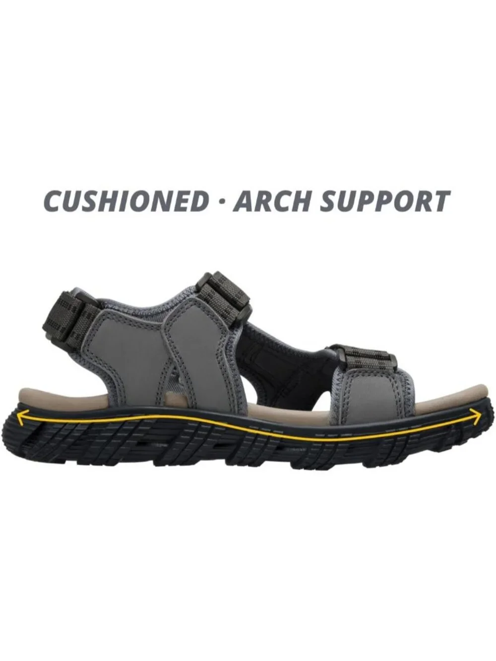 Men's Grey Comfort Leather Waterproof Athletic Arch Support Hiking Sandal Shoes